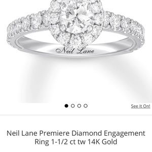 14 kt White Gold Neil Lane Premiere Diamond Engagement Ring and Band Set, 6.5
